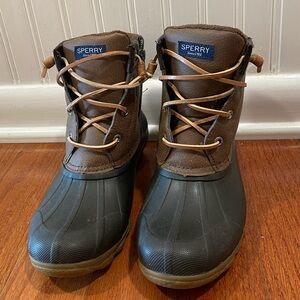 Sperry Waterproof Rubber Duck Boots Brown Black